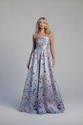Strapless Floor-Length Floral Formal satin A-Line mac duggal Dress available at KONFIDENTIAL KOUTURE