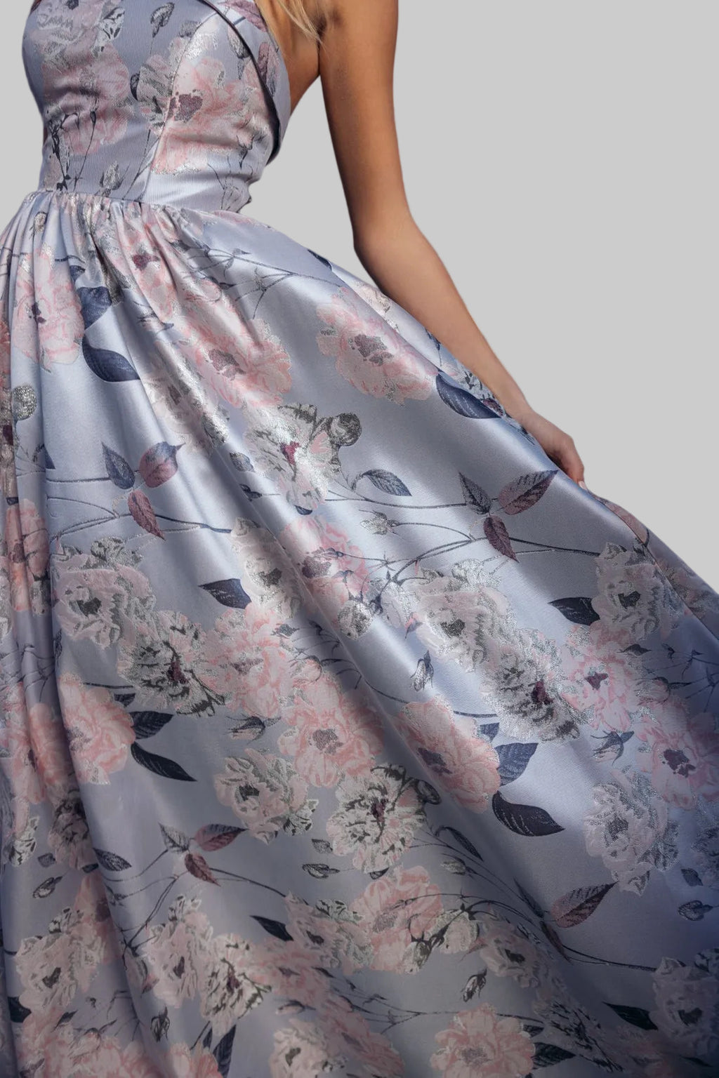 Strapless Floor-Length Floral Formal A-Line Dress 11921