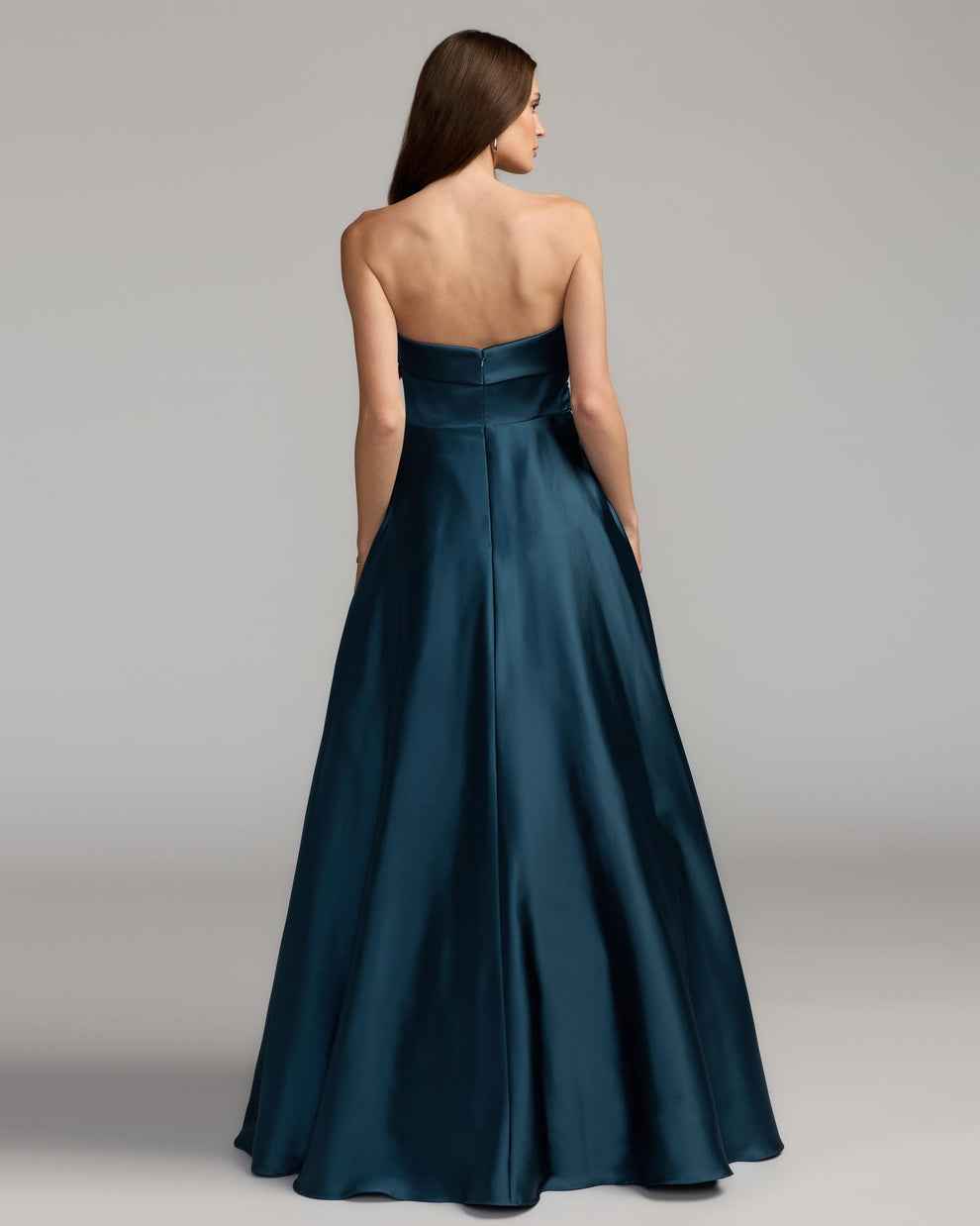 Strapless Floor-Length Satin Formal A-Line Mac Duggal Dress