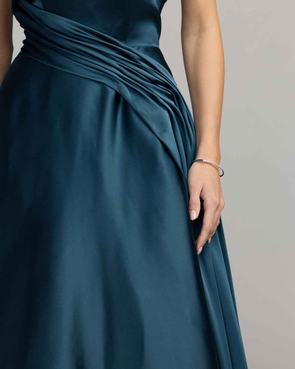Strapless Floor-Length Satin Formal A-Line Mac Duggal Dress