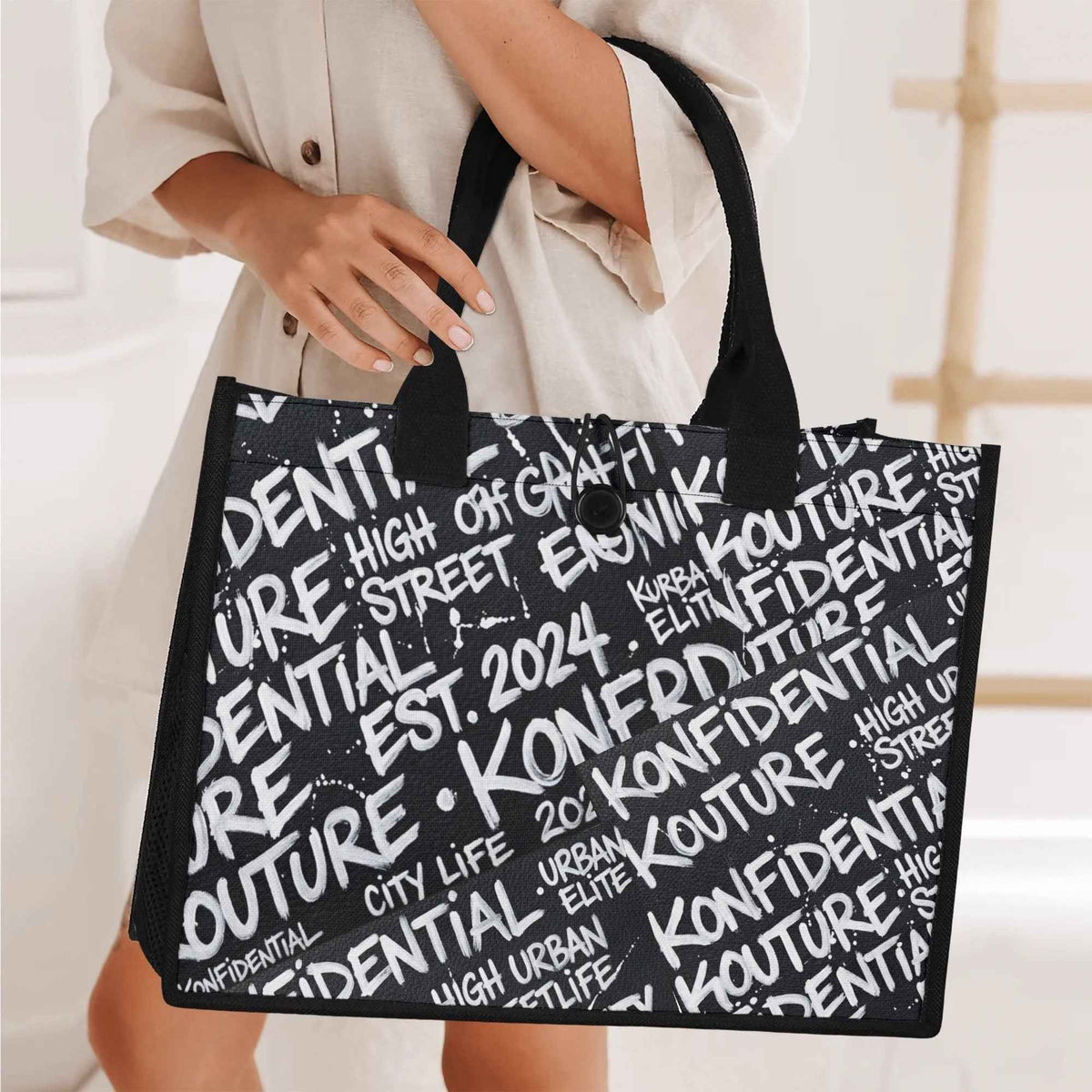 Konfidential Kouture Graffiti Print Tote Bag