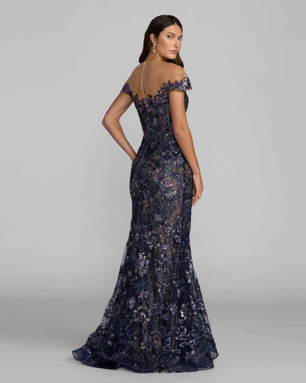 Off-the-Shoulder Floor-Length Lace Formal Dress