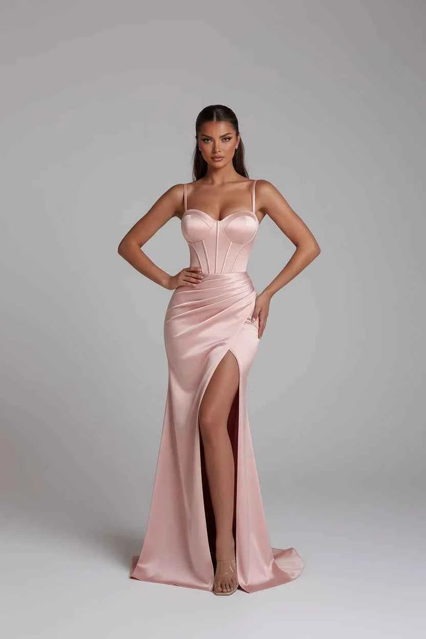 Women's Spaghetti Strap Sweetheart Sheath Maxi Evening Dress