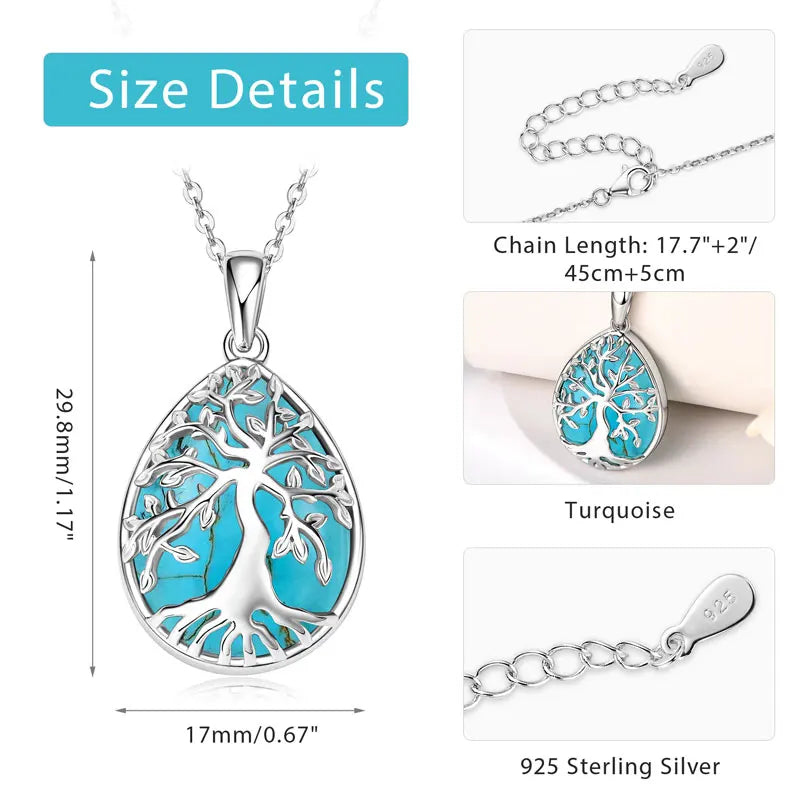 Pear Cut Artificial Turquoise Pendant Necklace | PGS-483