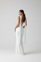 Women's Strapless Lace-Up Bodycon Maxi Evening Dress