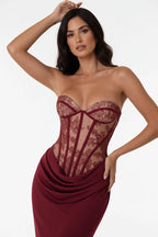 Women's Strapless Corset Maxi Evening Dress