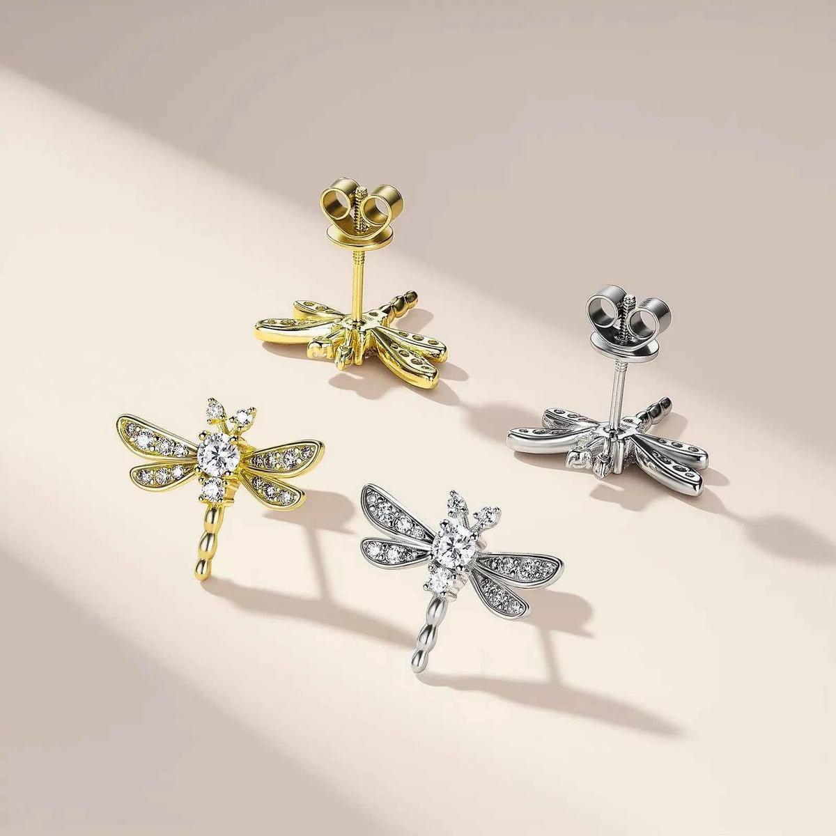 Sterling Silver Dragonfly Pendant Earrings