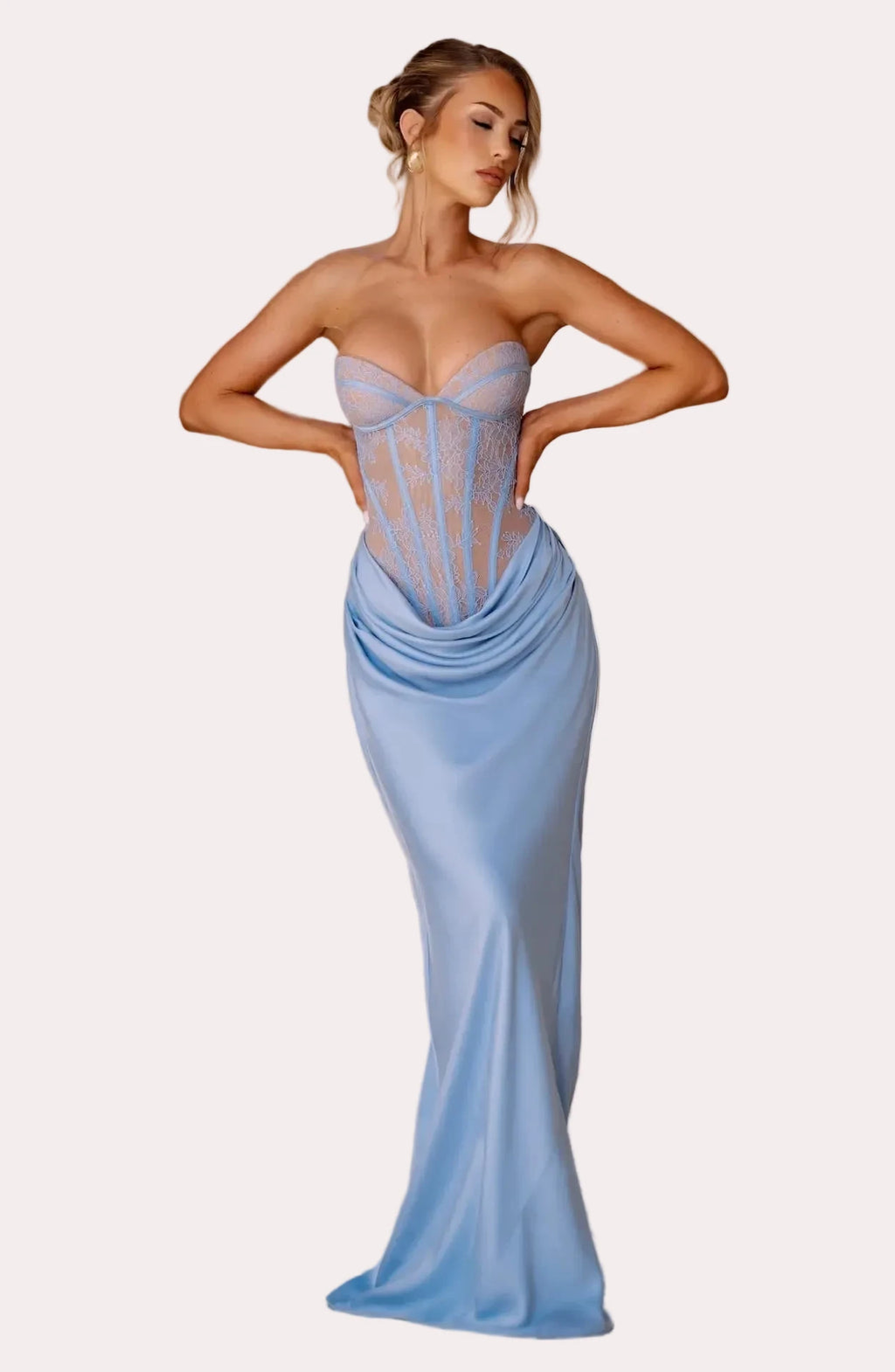 Women's Strapless Corset Maxi Evening Dress