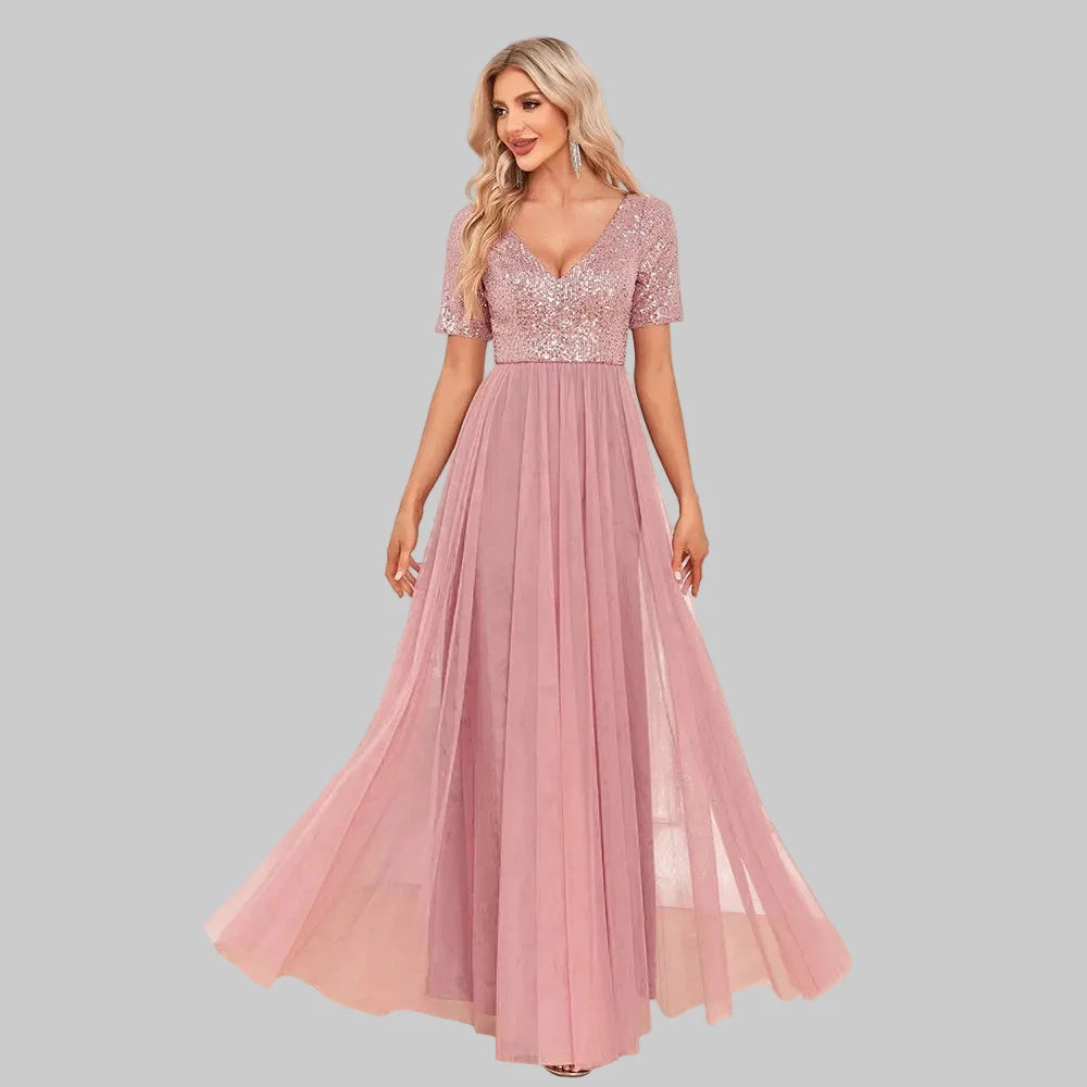 Pink Floor Length Maxi Gown