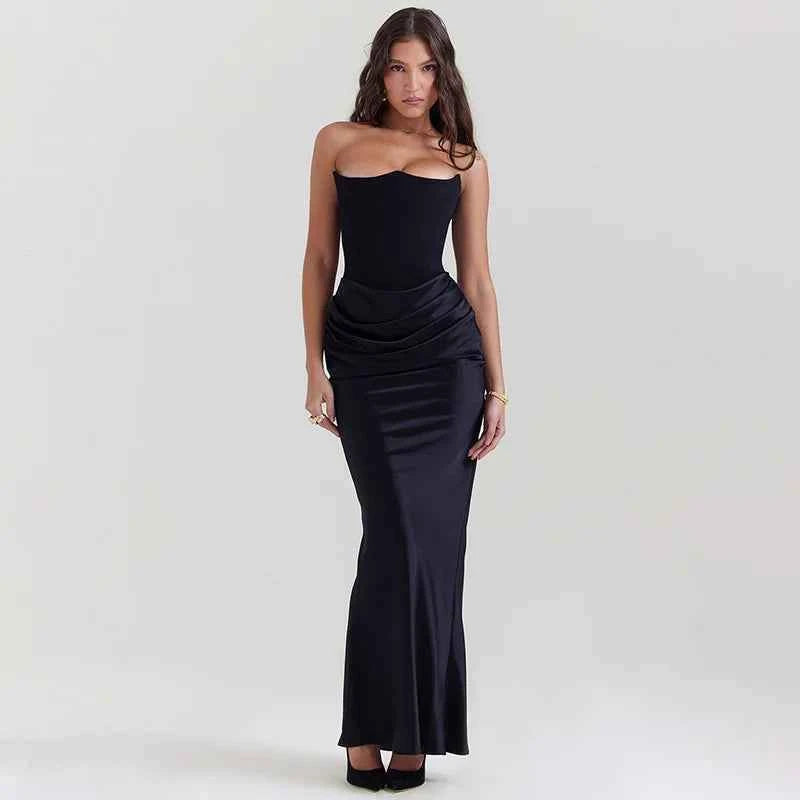 Women's Off-the-Shoulder Bandage Evening Maxi Dress Black