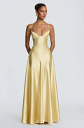 Women's Spaghetti Strap Satin Lace-Up Maxi Evening Dress
