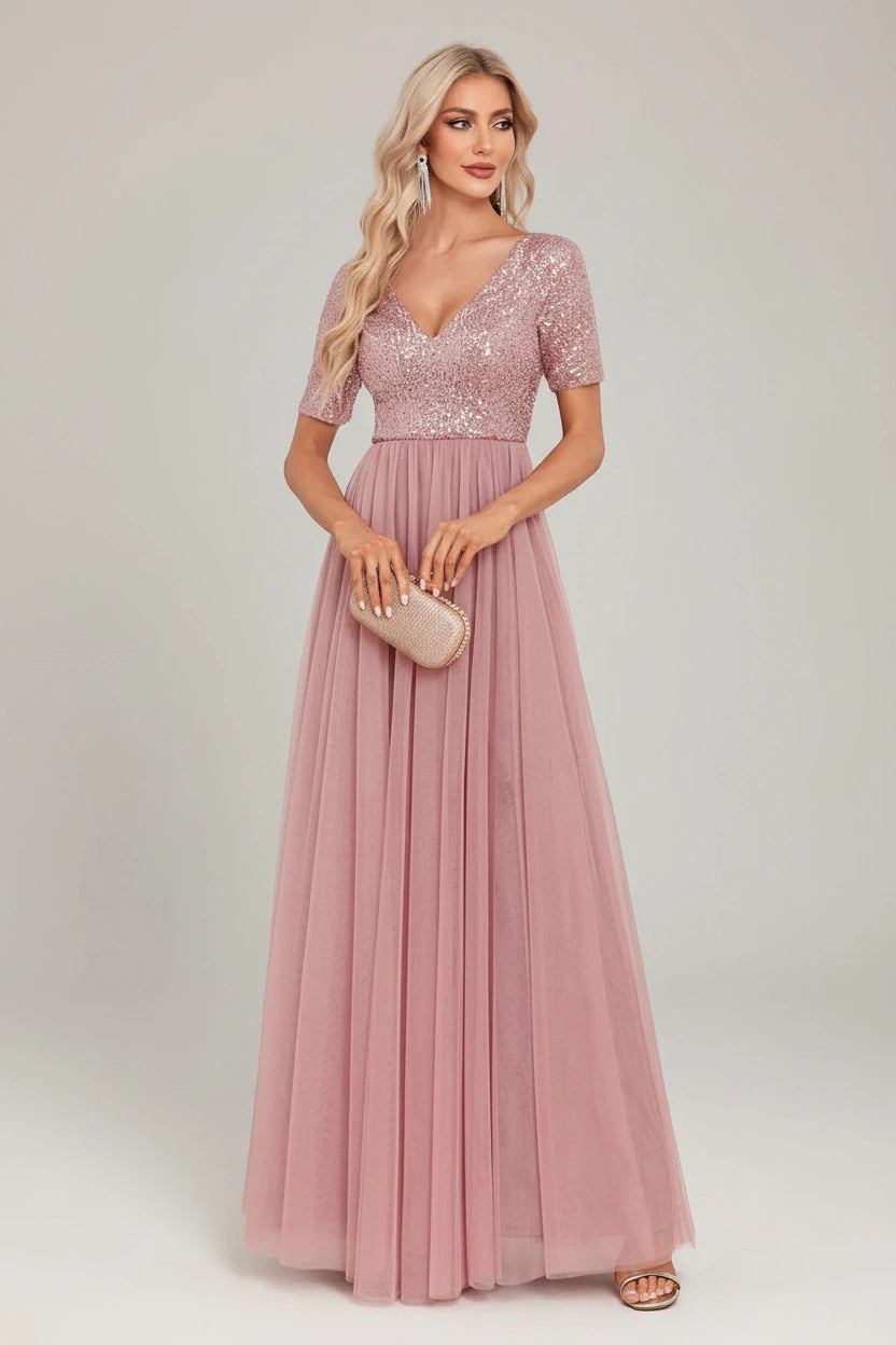 Pink Floor Length Maxi Gown