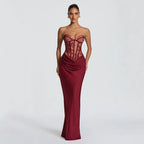 Women's Strapless Corset Maxi Evening Dress