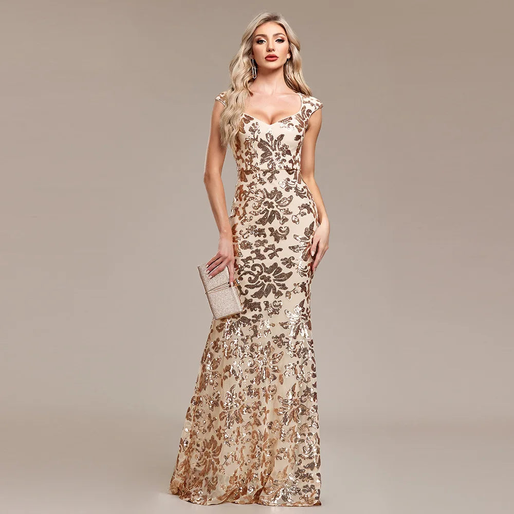 Pink Floor length sequin Maxi Gown