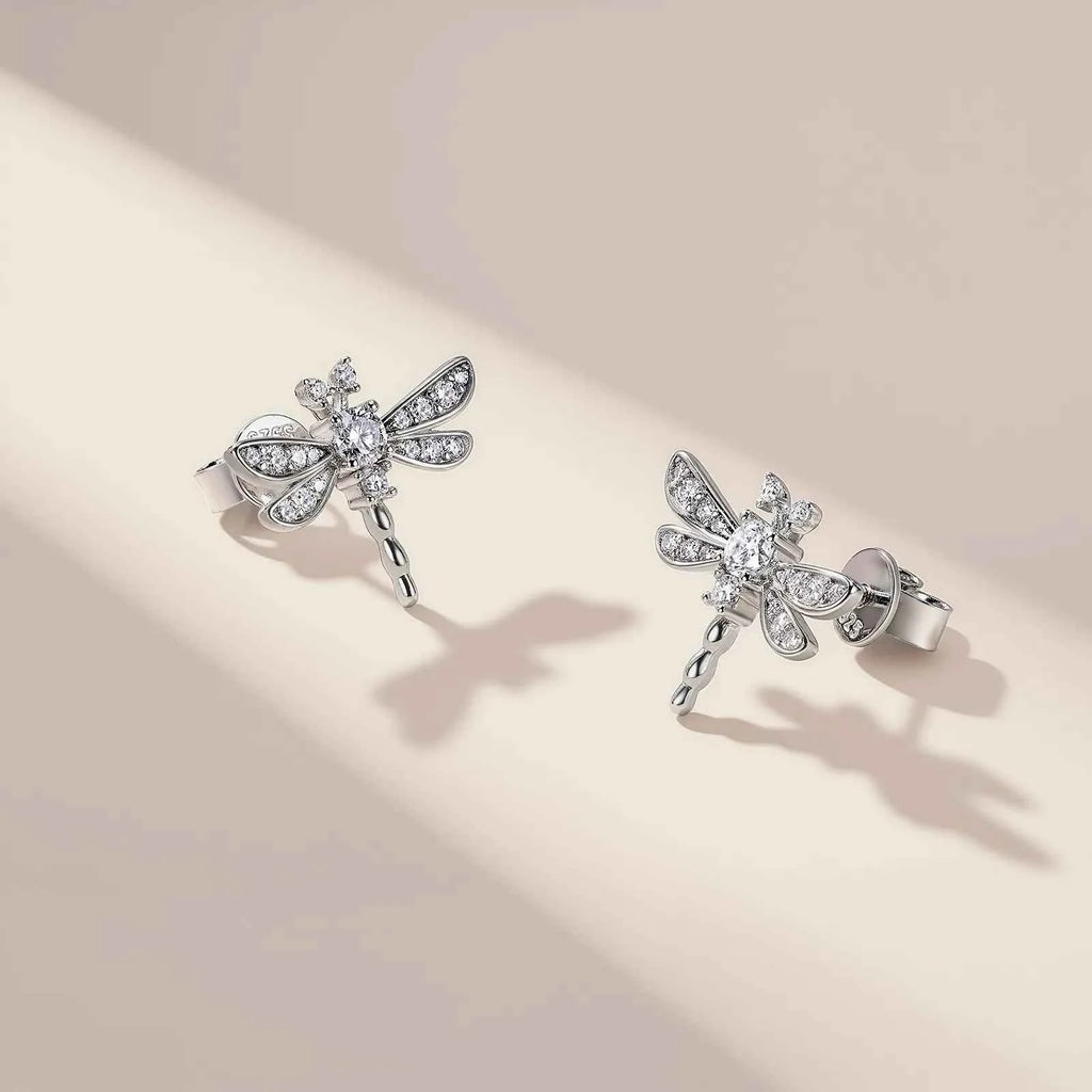 Sterling Silver Dragonfly Pendant Earrings