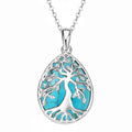 Pear Cut Turquoise Tree of Life Pendant Necklace