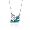 Blue Sterling Silver Swan Zirconia Pendant Necklace