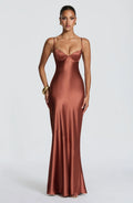Women's Satin Cami Corset Maxi Evening Dress