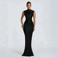 Women's Sleeveless Draped Ruched Maxi Evening Dress