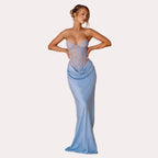 Women's Strapless Corset Maxi Evening Dress