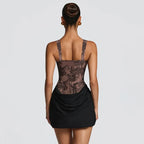 Women's Lace Mesh Corset Bodycon Mini Dress