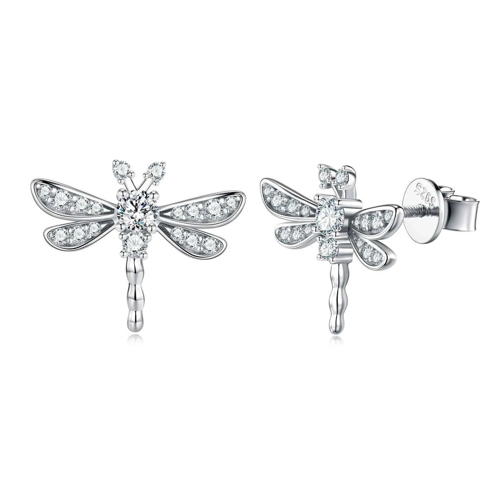 Sterling Silver Dragonfly Pendant Earrings