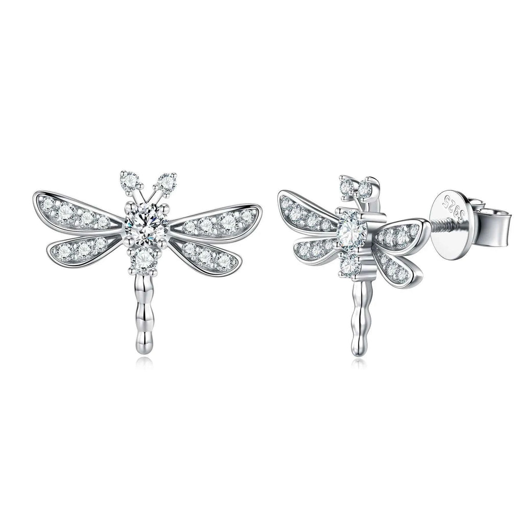 Sterling Silver Dragonfly Pendant Earrings