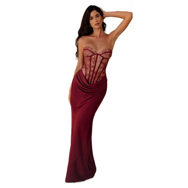 Women's Strapless Corset Maxi Evening Dress