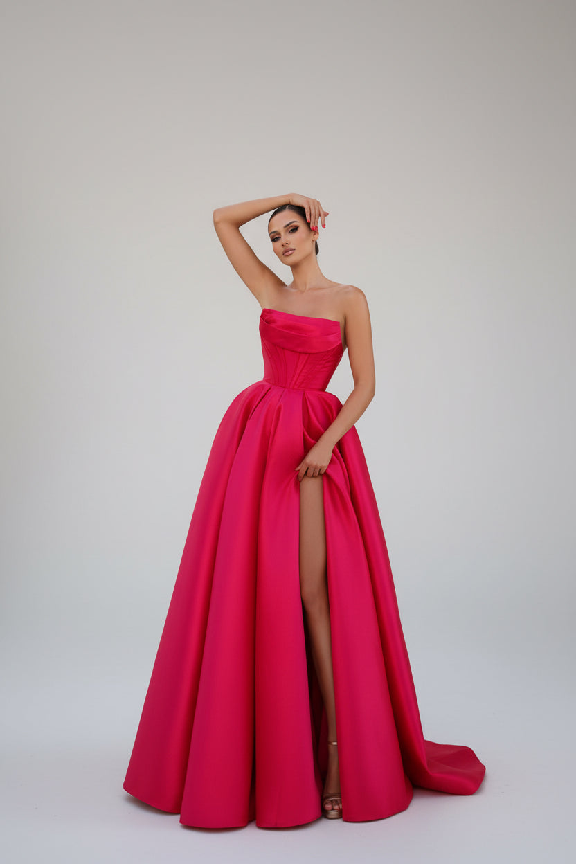 Strapless Floor-Length Mikado Formal Ball Gown | TYTK241F