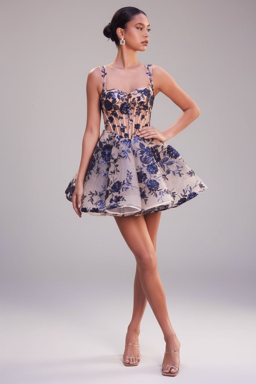 Short Sequin Cocktail A Line Dress