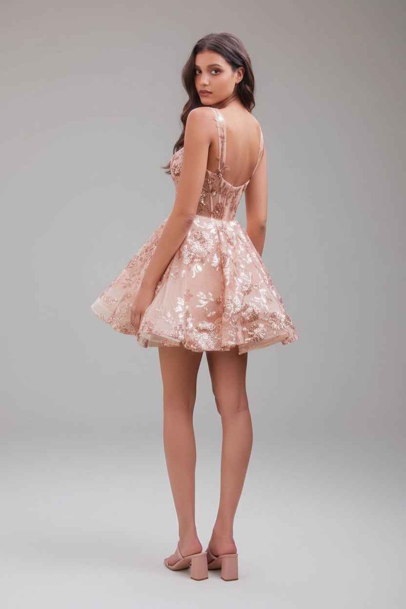 Short Sequin Cocktail A Line Dress