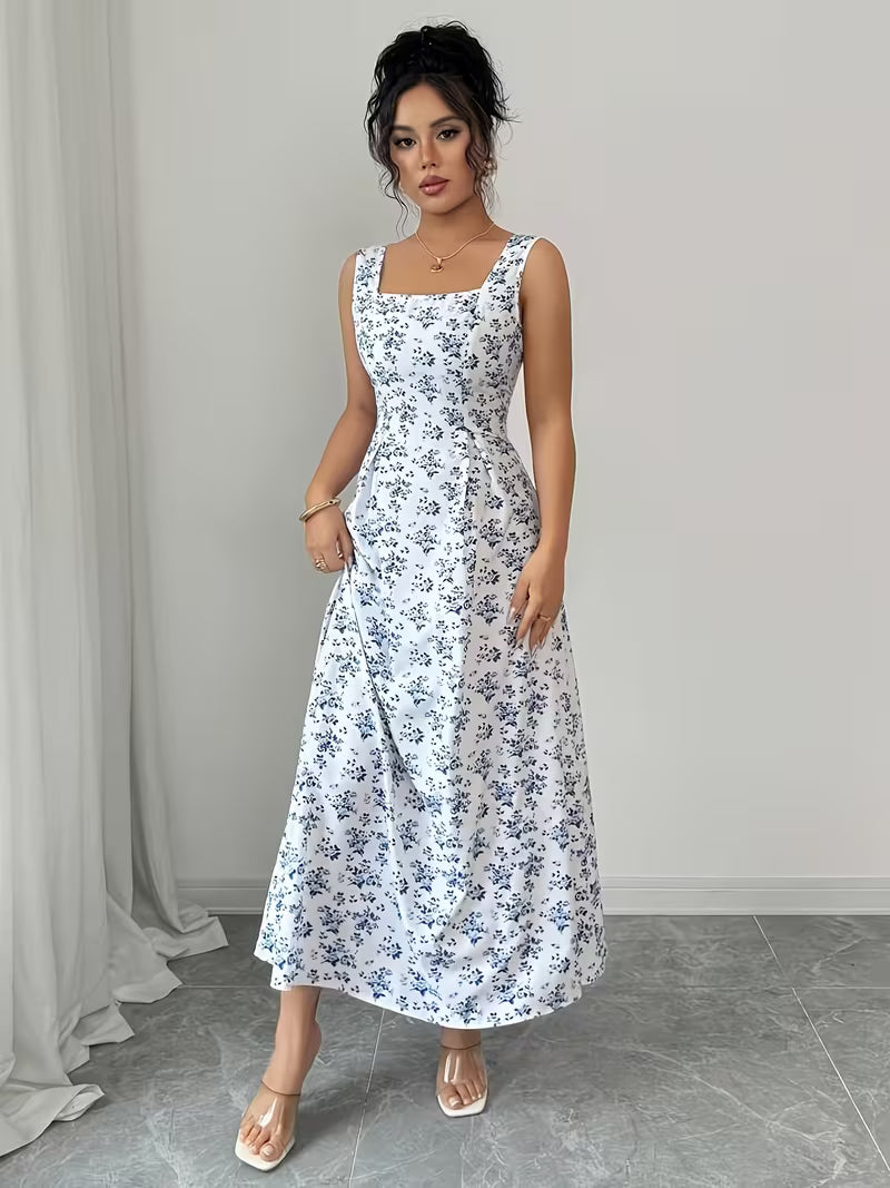Floral Square Neck Maxi Dress