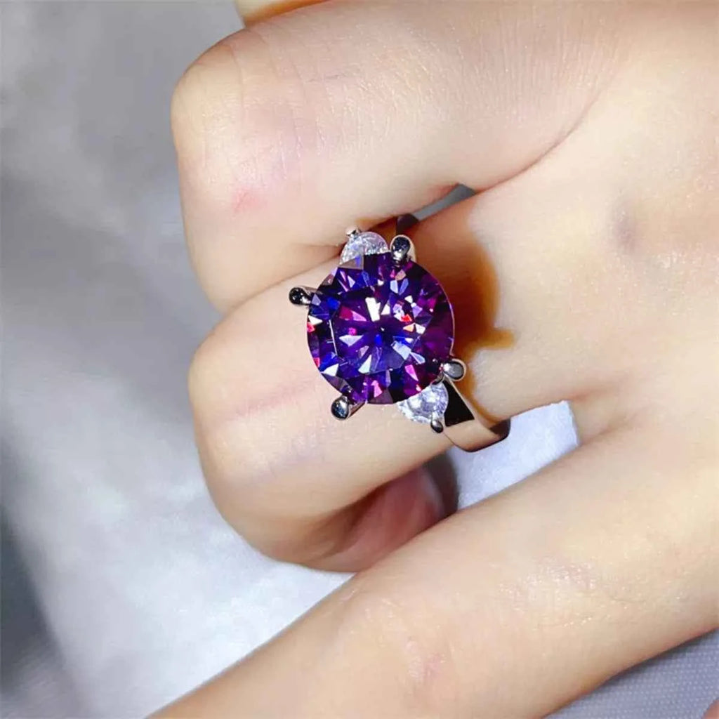 5 Carat Heliotrope Purple Moissanite Diamond Ring