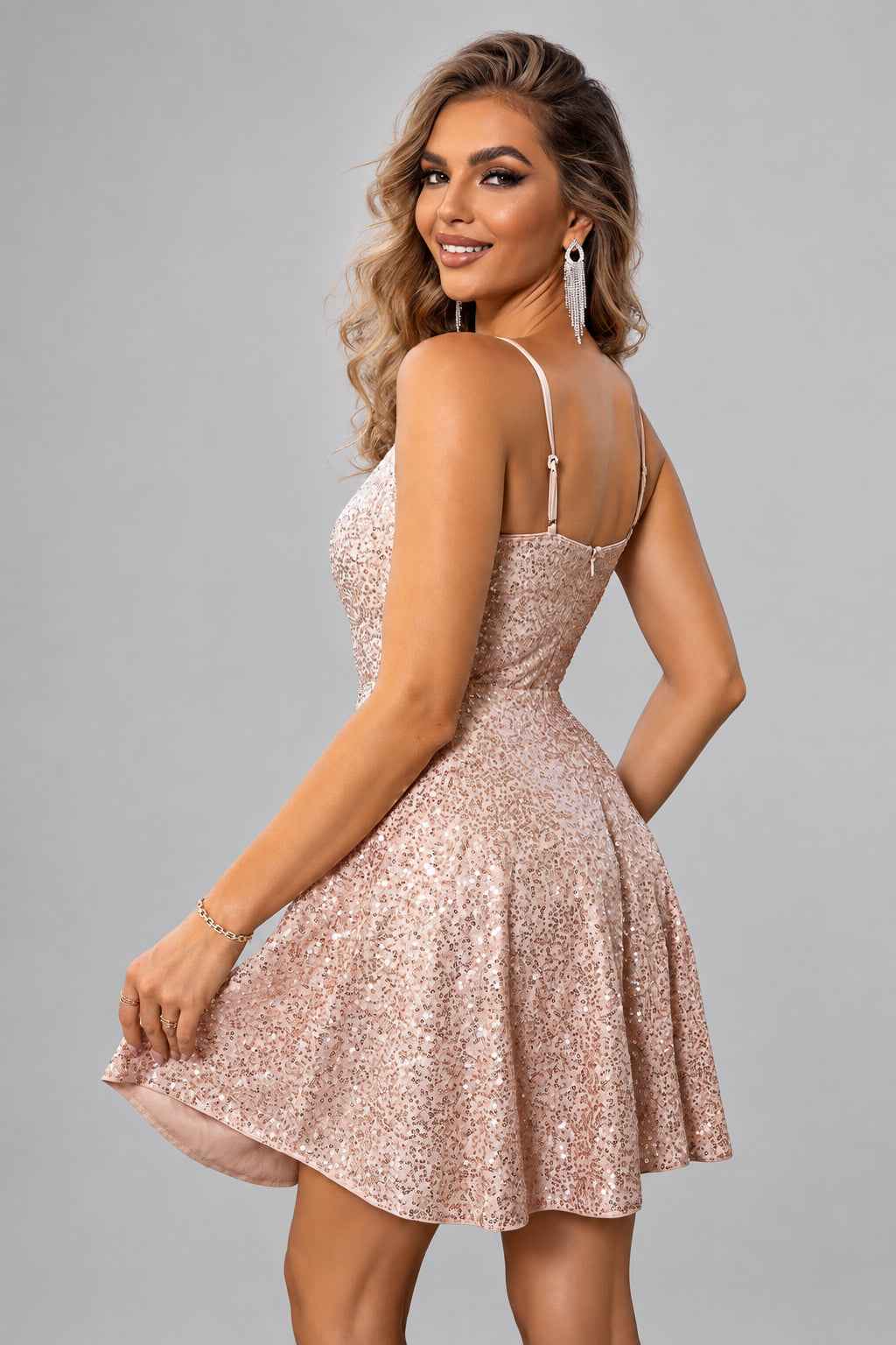 Sequin Spaghetti Strap Dress |Konfidential Kouture