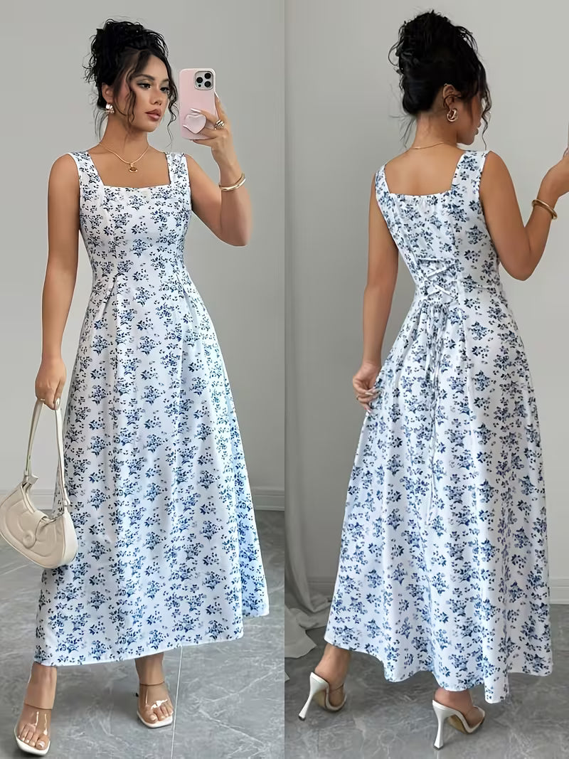 Floral Square Neck Maxi Dress