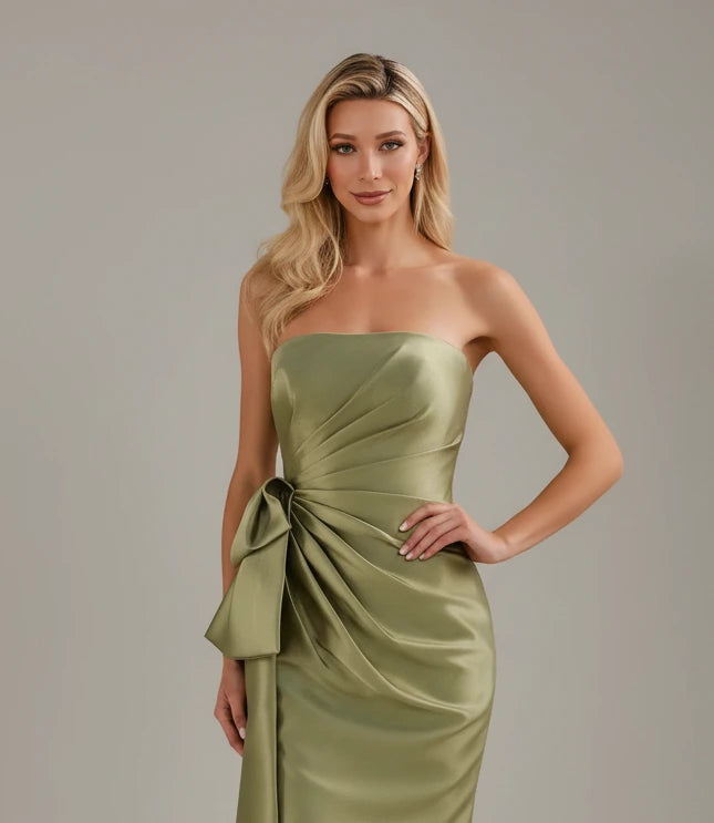 Cameron Blake Long Mermaid Formal Pleated Evening Gown in apple green available AT KONFIDENTIAL KOUTURE