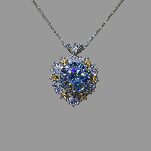 Diamond necklace on a light gray background