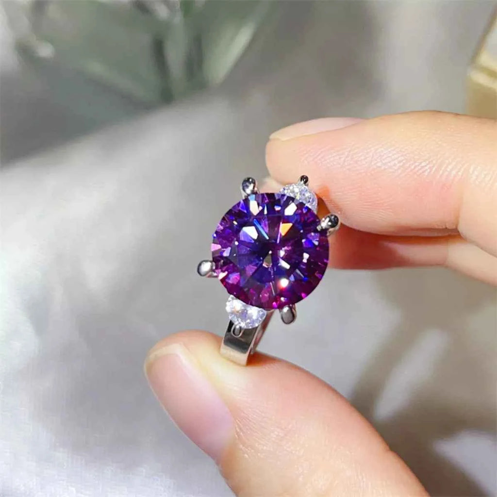 5 Carat Heliotrope Purple Moissanite Diamond Ring