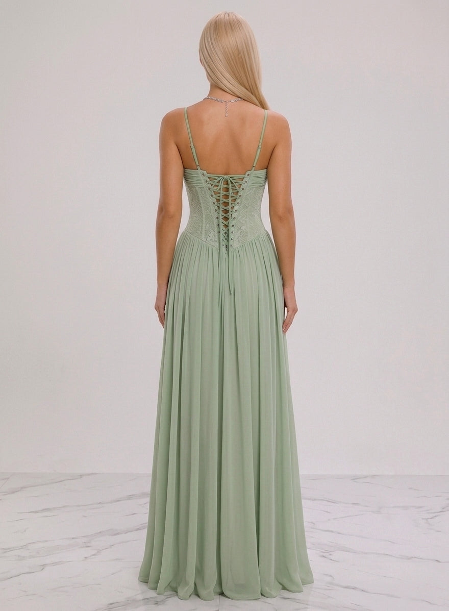 Women's Halter Lace-Up A-Line Maxi Evening Dress