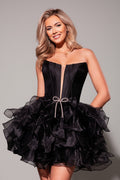 Strapless Mini A-Line Ruffle Cocktail Dress