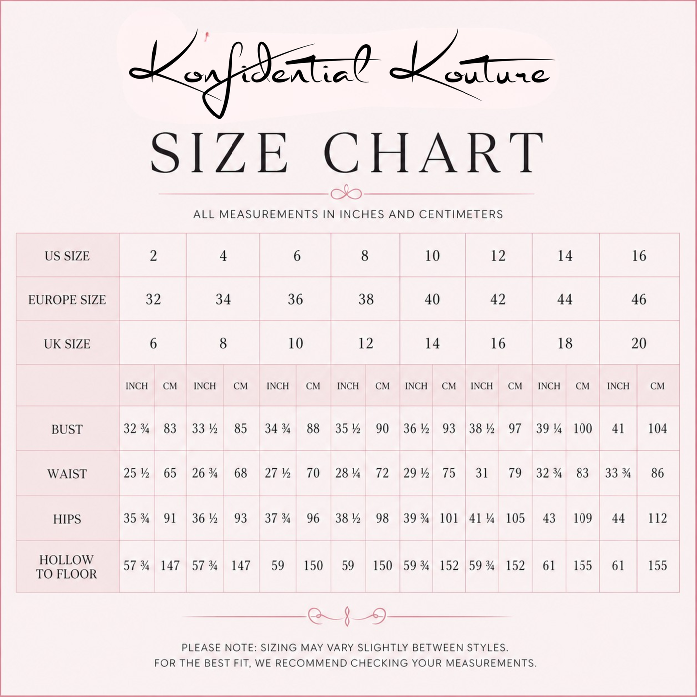 Size chart