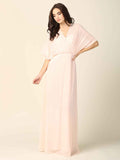 V-Neck Floor-Length Chiffon Formal A-Line Gown