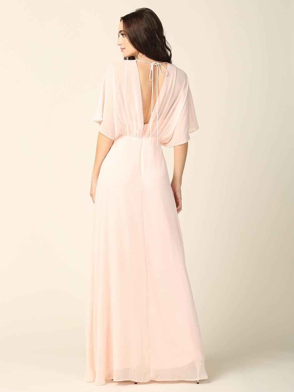 V-Neck Floor-Length Chiffon Formal A-Line Gown