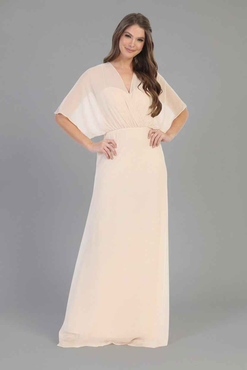 V-Neck Floor-Length Chiffon Formal A-Line Gown