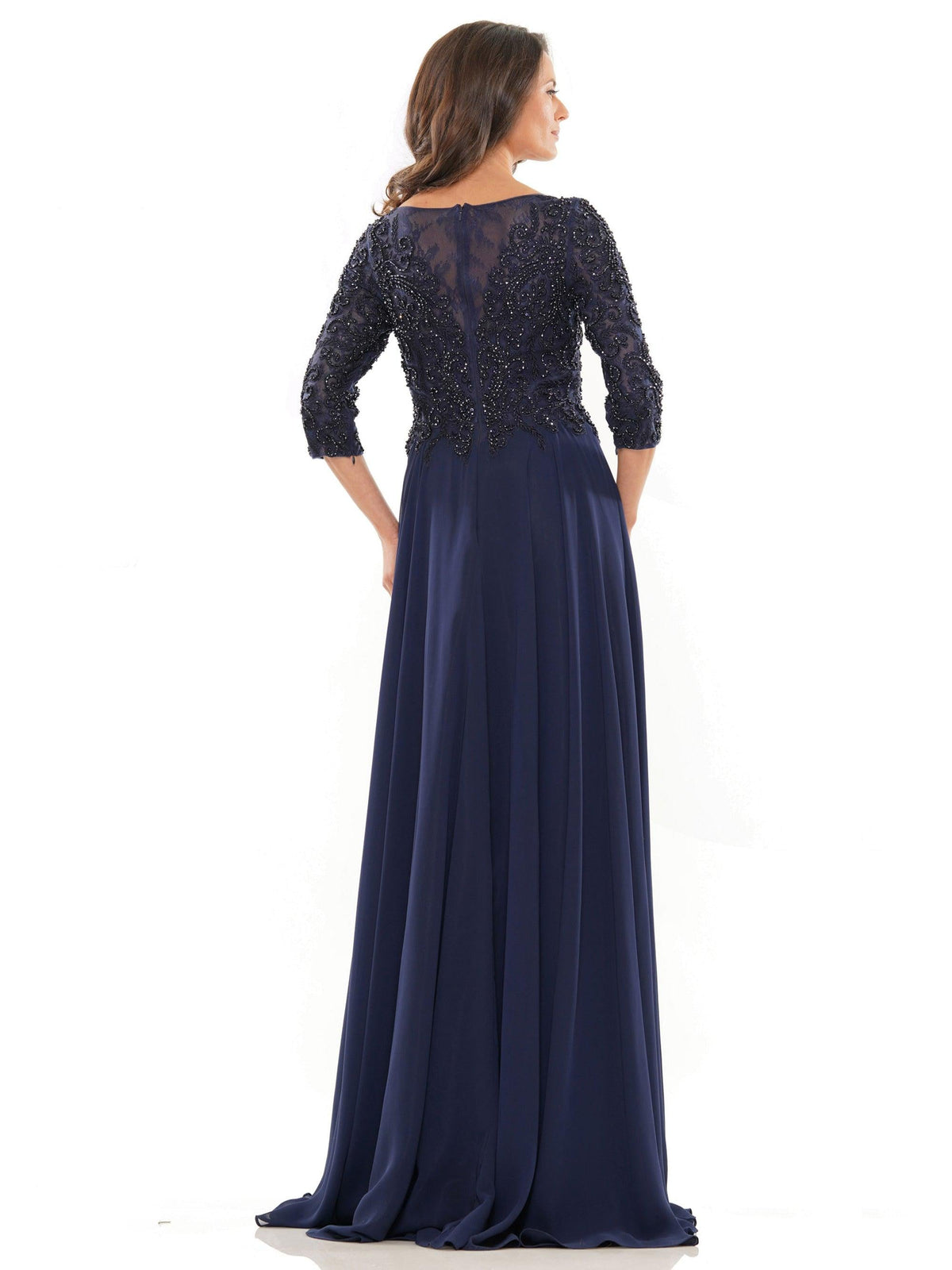 Bateau Neckline Floor-Length Chiffon Formal A-Line