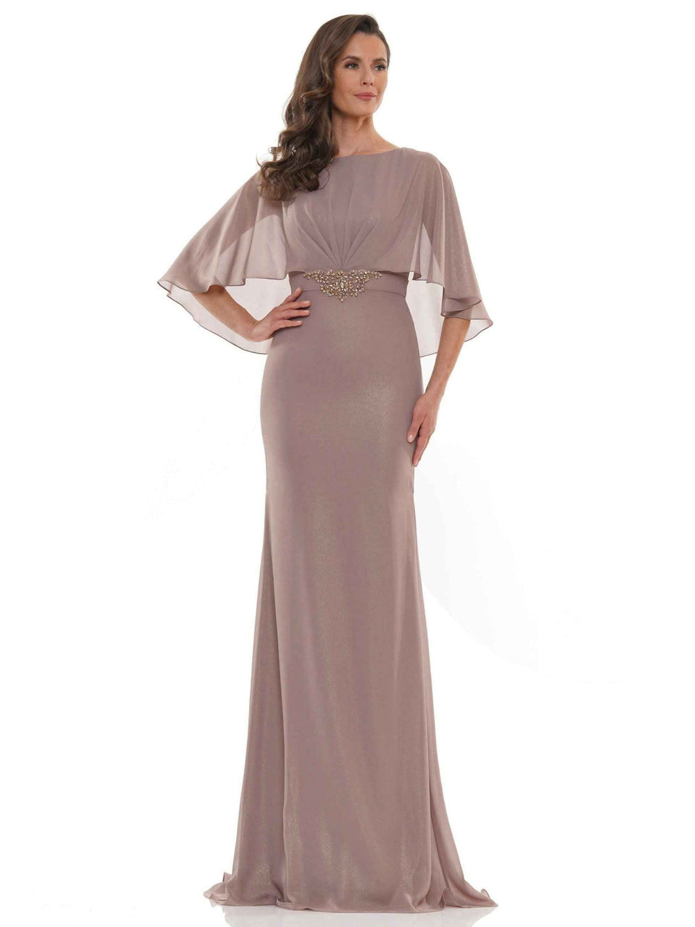 Cape Sleeve Chiffon Mother of the Bride Dress