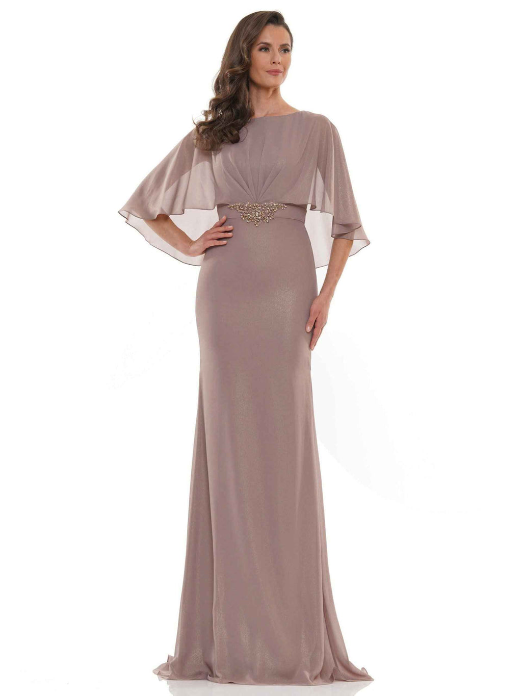 Cape Sleeve Chiffon Mother of the Bride Dress