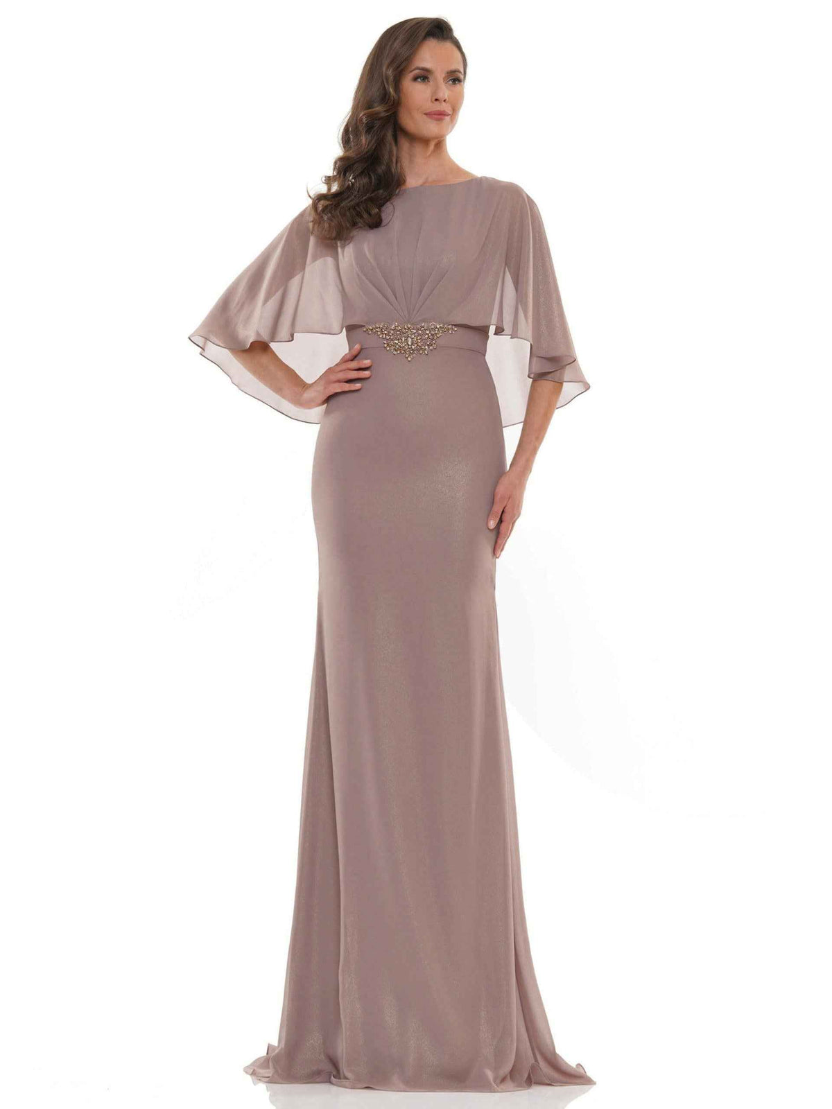 Cape Sleeve Chiffon Mother of the Bride Dress