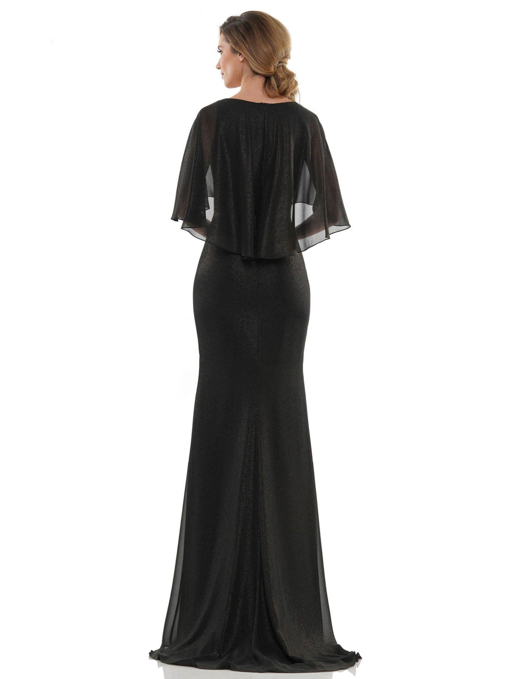 Cape Sleeve Floor-Length Chiffon Formal Dress