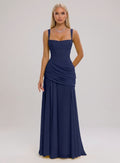 Women's Halter Sleeveless Pleated Maxi Evening Dress